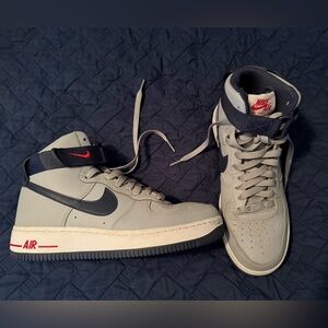 Nike Men's Gray and Dark Blue Sneakers Air Force 1